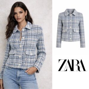 NEW Zara Tweed Textured Over Shirt